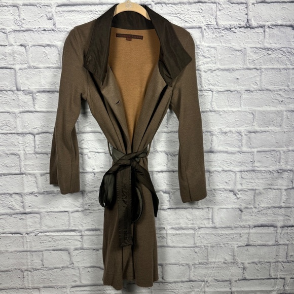 A Common Thread Taupe Belted Coat – Asymmetrical Button Front - Picture 3 of 14
